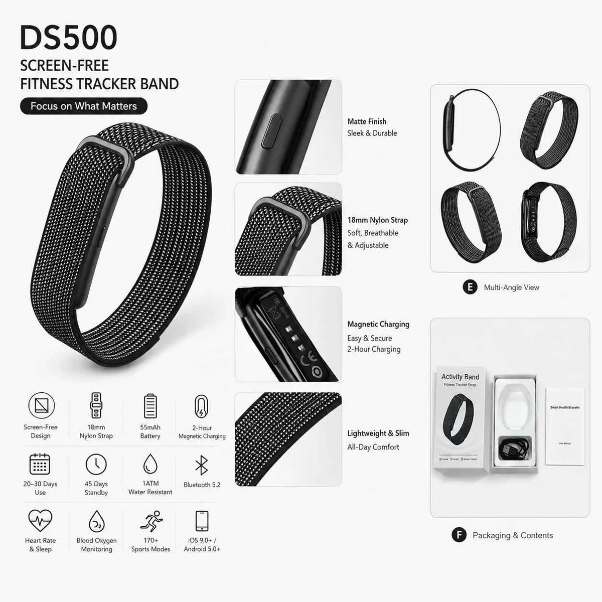 Screenless Fitness Tracker DS50024/7 Health & Sleep Monitoring