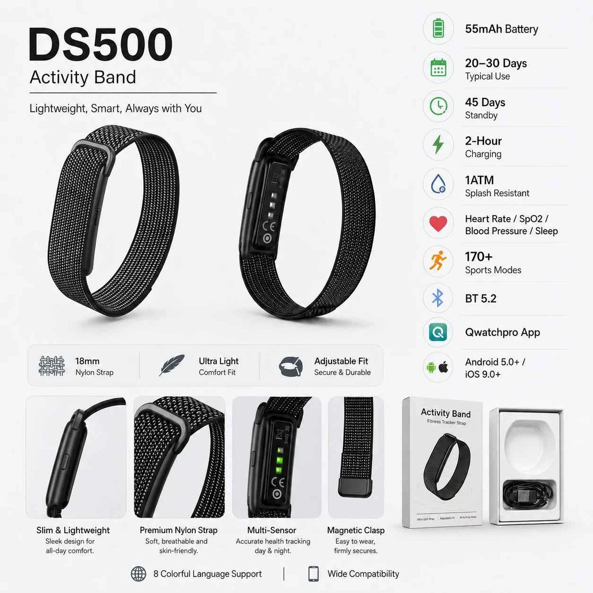 Screenless Fitness Tracker DS50024/7 Health & Sleep Monitoring