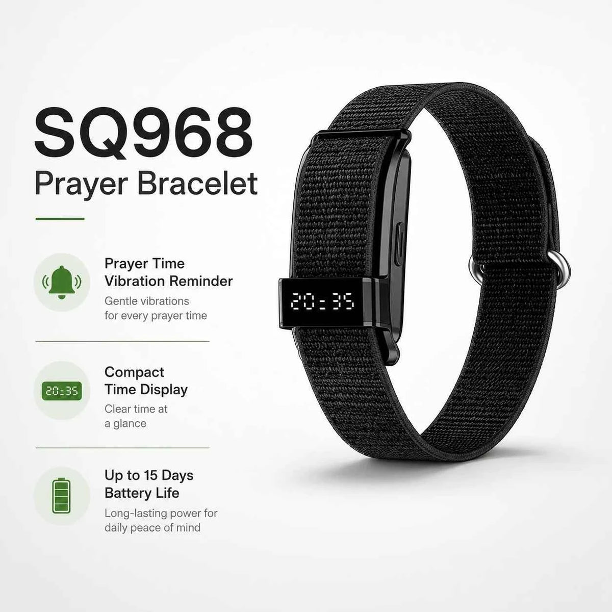 Salam Wristband SQ968 | Smart Zikr Wristband with Prayer Reminder