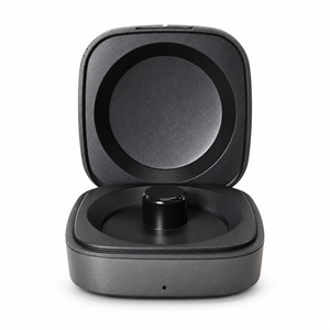 Open MyZikrRing charging case on a white background, without a ring